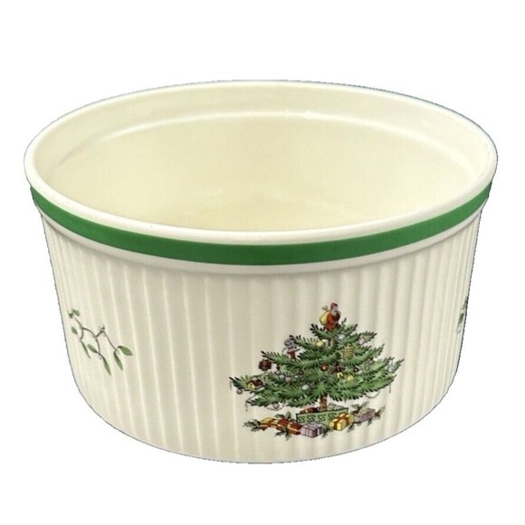 Spode Christmas Tree Porcelain Souffle Dish Serving Bowl 3 Pint Made in England - Picture 5 of 8